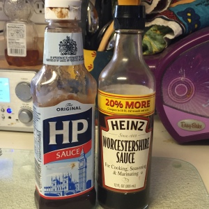 Two bottles of sauce